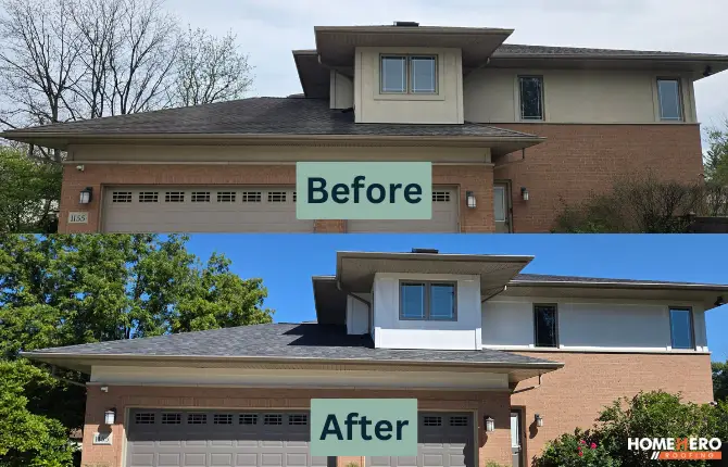 before after williamsburg gray shingles on house