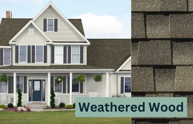 Weathered Wood GAF color asphalt shingle