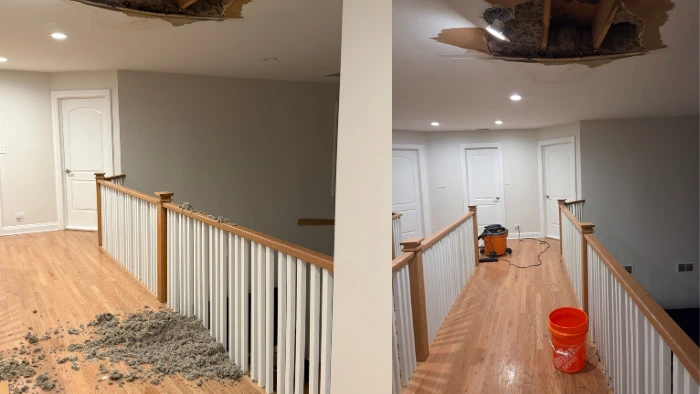 water damage roofing leak downers grove