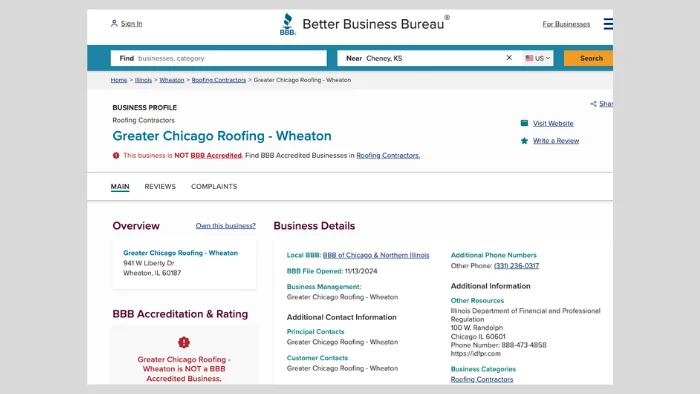 bbb profile fake roofers