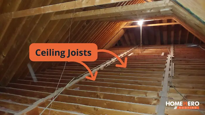 ceiling joists inside attic