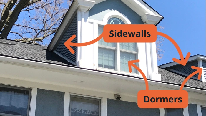 sidewalls versus dormers roofer diagram