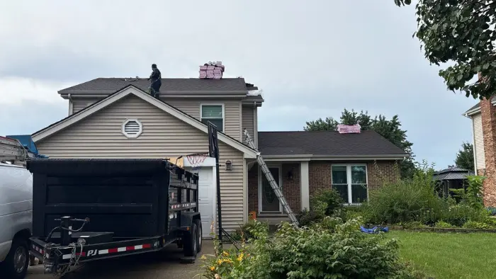 house roofing work replaced shingles
