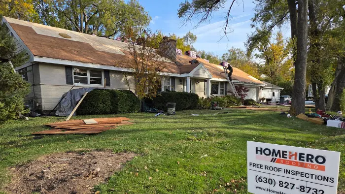 Roof decking replacement in progress on a home in La Grange
