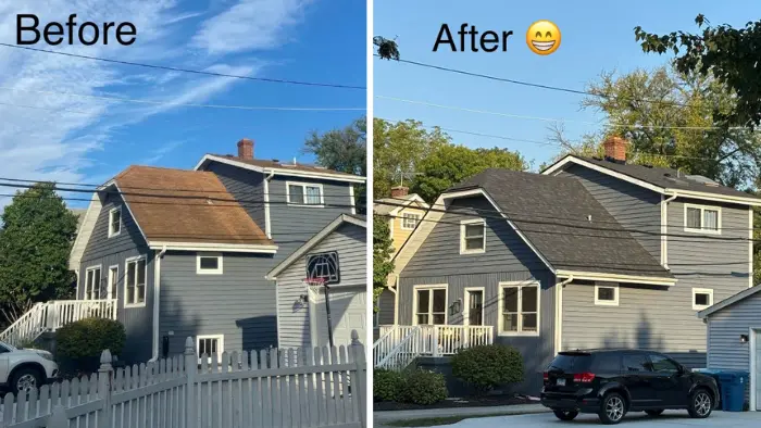roofing work before after