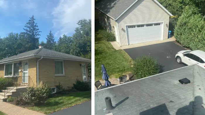 before home garage old shingle roofing