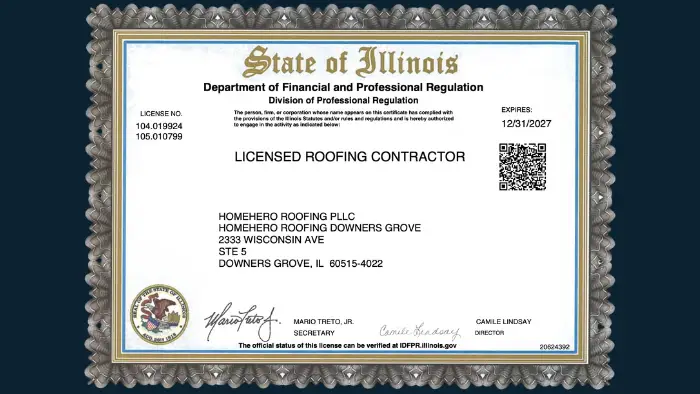 HomeHero Roofing license illinois