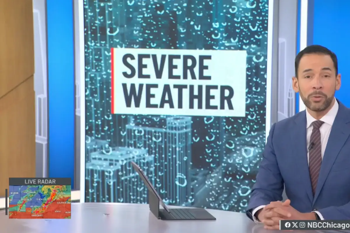 Chicago TV news severe weather broadcast covering March 10 2026 hail storms