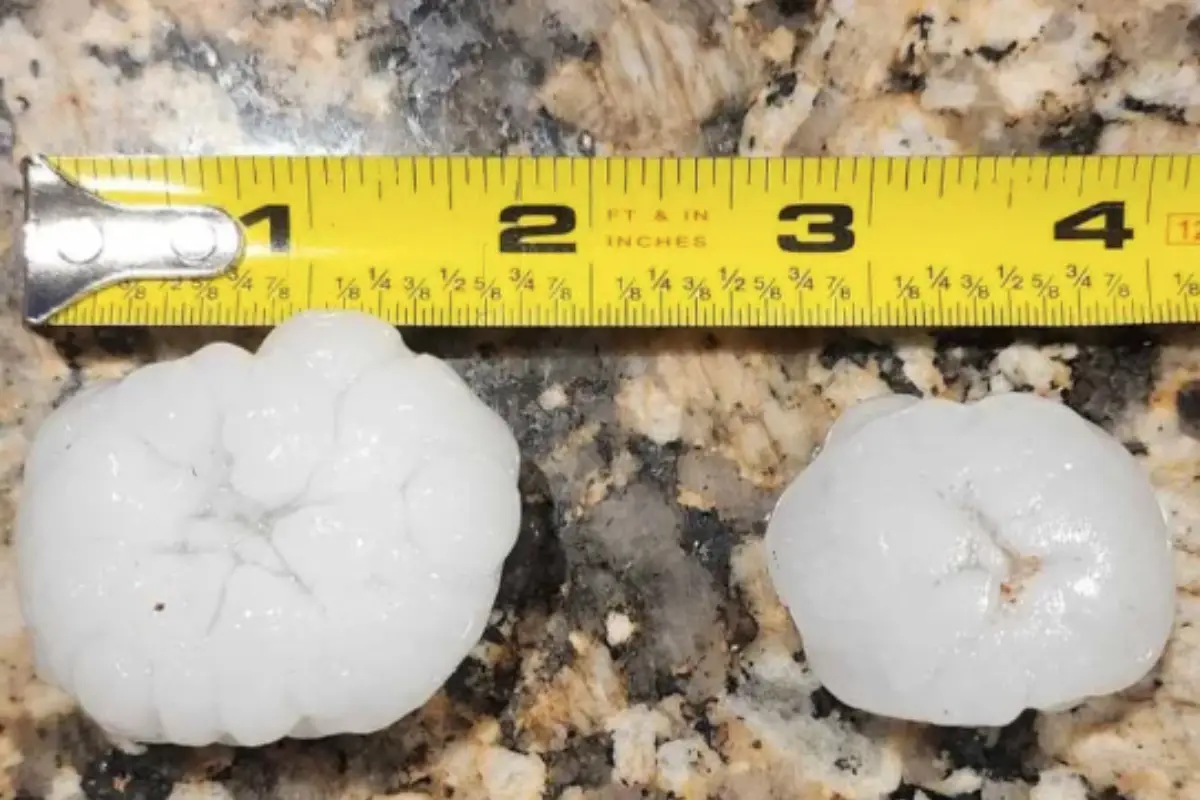 Hail measured at over 3 inches with tape measure in Woodridge IL March 2026