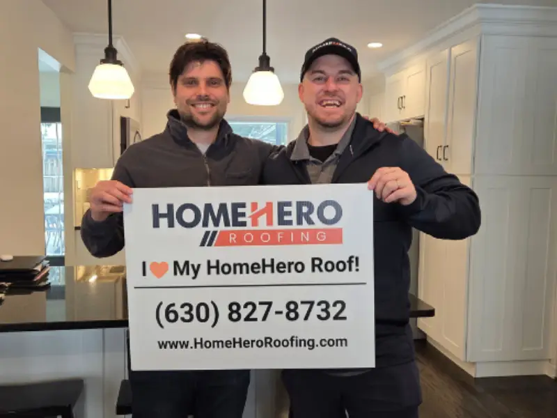 Happy HomeHero Roofing customer after storm damage repair in western suburbs